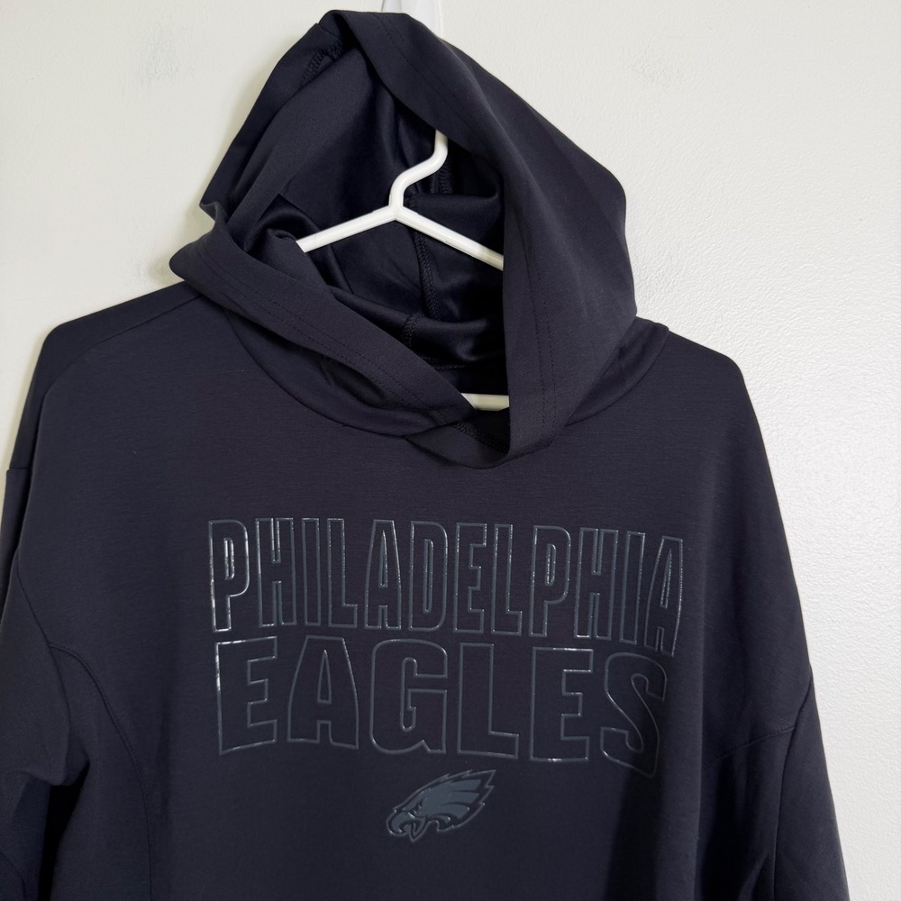 NFL Philadelphia Eagles Hoodie Women Medium Black Cropped Pullover Sweatshirt - Picture 2 of 5